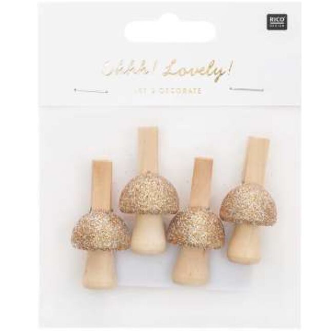 3466 Deko Clips Pilz gold