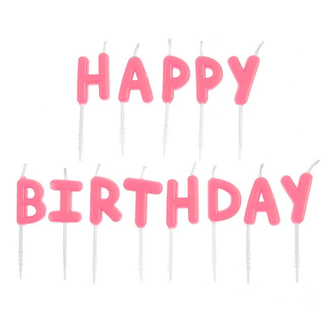 Kerzen happy birthday neon pink s 4066
