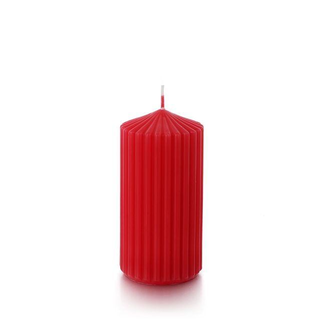Zylinderkerze gerillt rot 086912 001