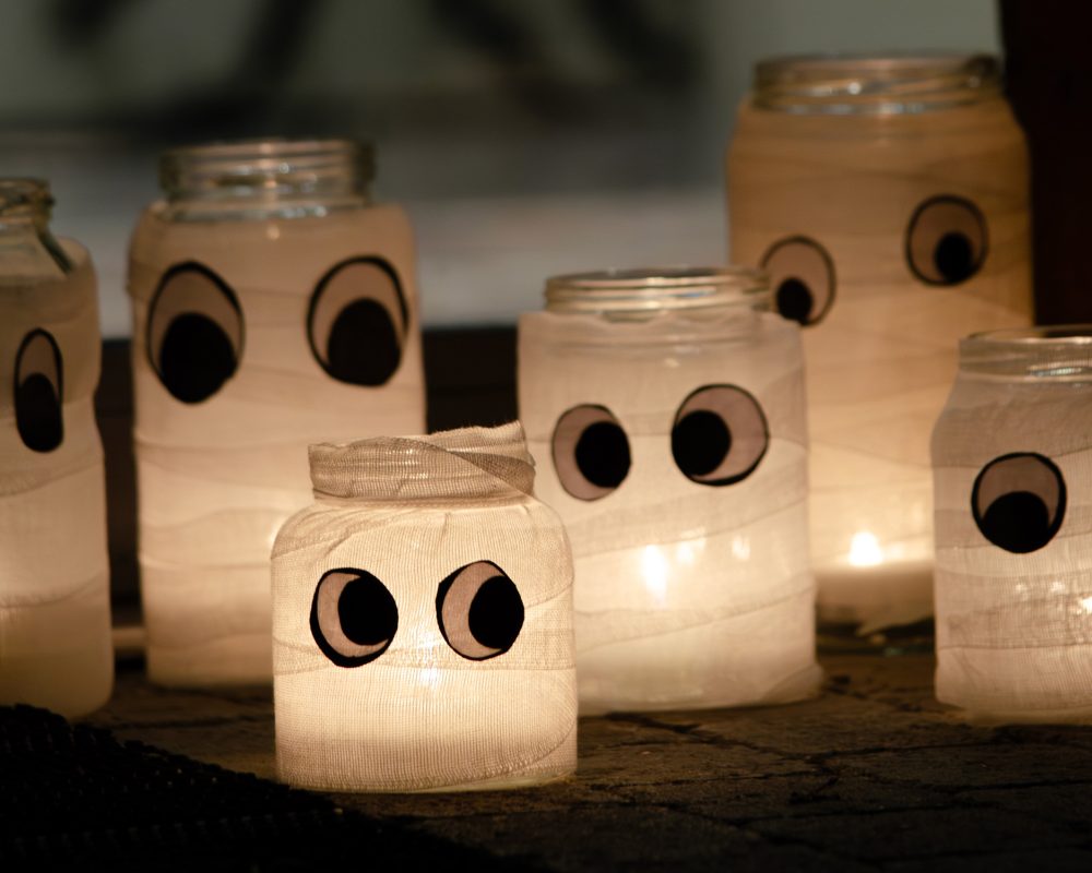 Halloween mumien windlichter banner