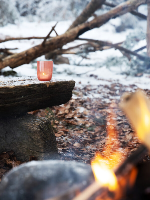 Teelichtglas rose ausklang im schnee