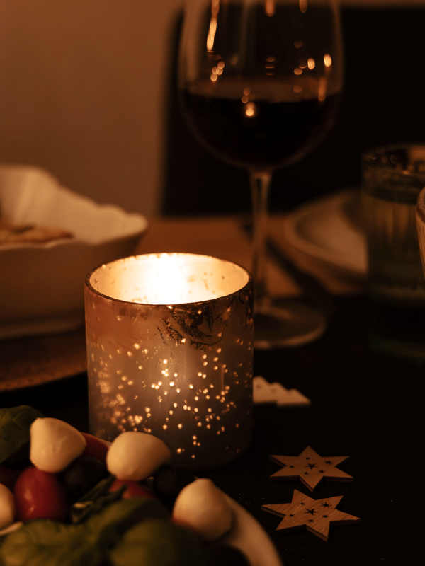 Weihnachtsfest essen tisch s xxxx kerzenglas