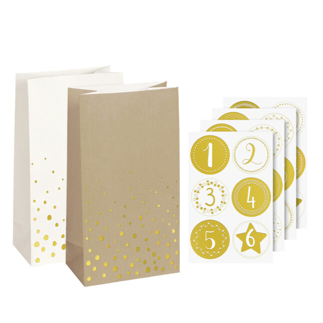 3780 adventskalender set gold natur klein