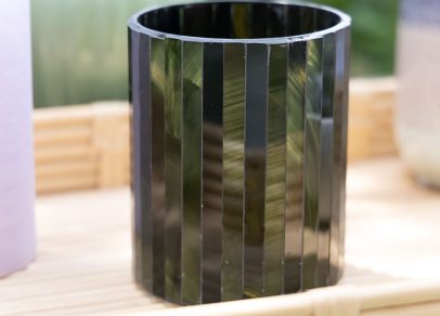 Teelichtglas mosaik dunkelgruen lavender green s 7463