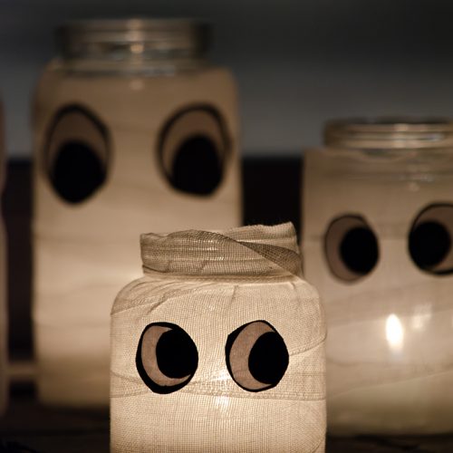 Halloween mumien windlichter deko mumienkind hoch