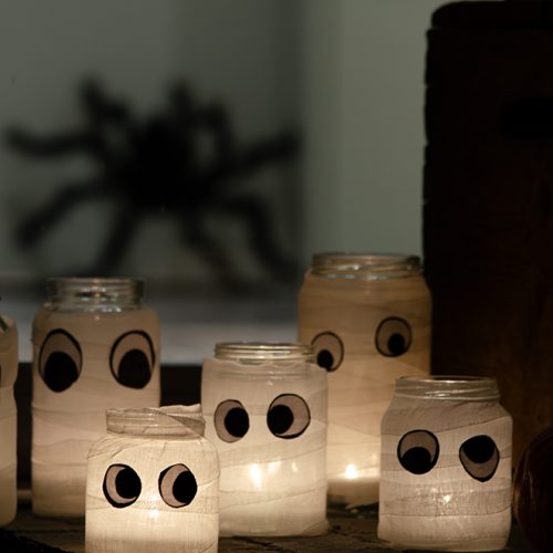 Halloween mumien windlichter deko spinne