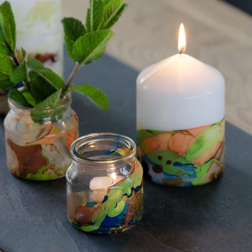 Kerzen und glaeser marmorieren nagellack