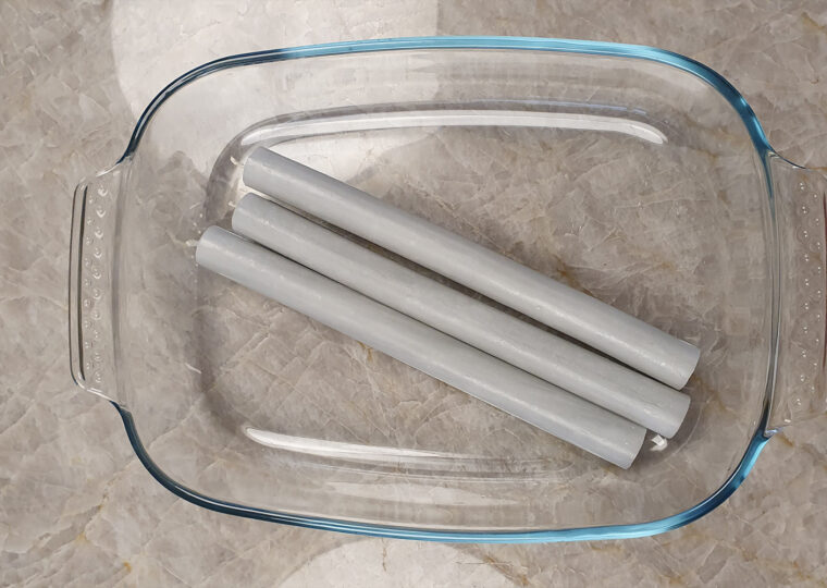 DIY Stabkerze gedreht im Wasser