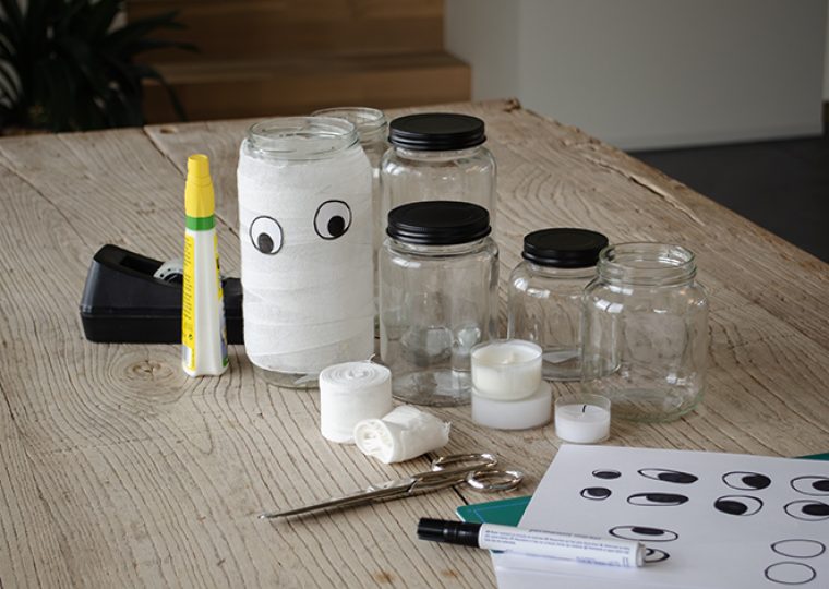 Halloween mumien windlichter diy materialien