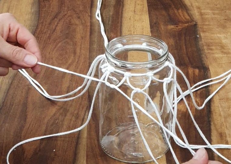 Makramee glas selbermachen einfach knuepfen