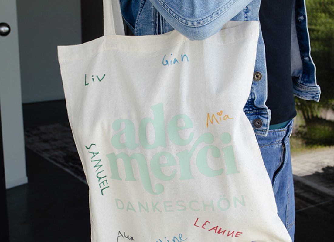 Ade merci tasche abschiedsgeschenk praktisch quadrat